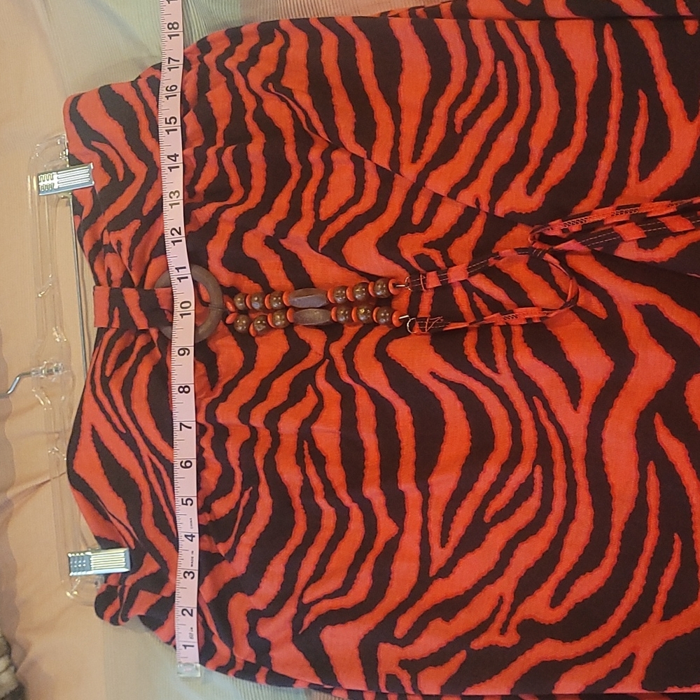 No boundaries Red & black zebra print halter dress. Brown & red beading. - Picture 7 of 9